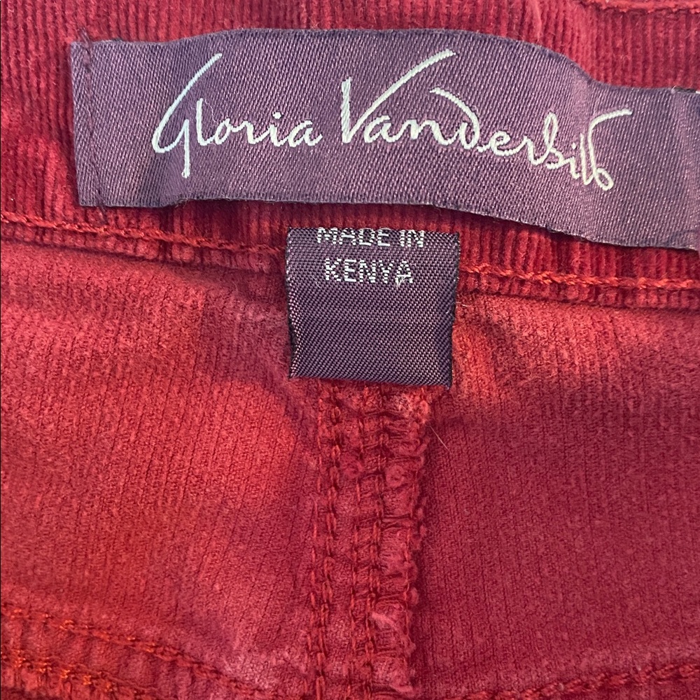 Gloria Vanderbilt Rich Red Corduroy Pants - Picture 2 of 3